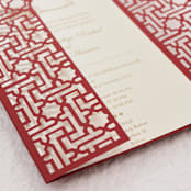 "Laser Cut Gatefold Cover for 5x7 Asian Invitation  | Set of 10 | Envelopes Included" - Invitation Jackets and Overlays in red by Self Stationery