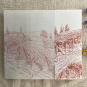 "Old rose vineyard landscape sketch printed vellum wrap for 5x7 card | pack of 10" - Invitation Jackets and Overlays in pink by Ivory Invitations