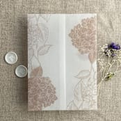 "Cashmere Hydrangea floral printed vellum wrap for 5x7 card | pack of 10" - Invitation Jackets and Overlays in beige by Ivory Invitations