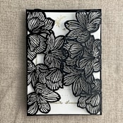 "Black Orchid Floral Lasercut Gate Jacket for 5x7 inch Invitation | Pack of 10 | Envelopes Included" - Invitation Jackets and Overlays in black by Ivory Invitations