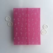 "Minimalist Endless flowers white ink print on pink garnet colored vellum wrap for 5x7 card | pack of 10" - Invitation Jackets and Overlays in pink by Ivory Invitations