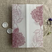 "Mauve Hydrangea floral printed vellum wrap for 5x7 card | pack of 10" - Invitation Jackets and Overlays in pink by Ivory Invitations