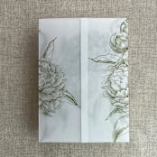"Moss etched grand peony floral printed vellum wrap for 5x7 card  | pack of 10" - Invitation Jackets and Overlays in green by Ivory Invitations