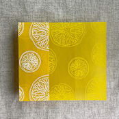 "White ink printed citrus celebration yellow vellum wraps for 5x7 card | pack of 10" - Invitation Jackets and Overlays in yellow by Ivory Invitations