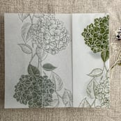 "Moss Hydrangea floral printed vellum wrap for 5x7 card | pack of 10" - Invitation Jackets and Overlays in green by Ivory Invitations