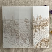 "Hazelnut vineyard landscape sketch printed vellum wrap for 5x7 card | pack of 10" - Invitation Jackets and Overlays in beige by Ivory Invitations