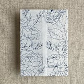 "Navy Minimalist boho peony greenery floral printed vellum wrap for 5x7 card  | pack of 10" - Invitation Jackets and Overlays in blue by Ivory Invitations