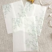 "Delicate greenery vellum wrap for invitations | Set of 10" - Invitation Jackets and Overlays in green by Maria Ferrer G.