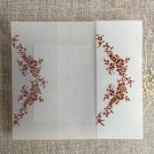 "Rust print French floral crest vellum wrap for 5x7 card | pack of 10" - Invitation Jackets and Overlays in copper by Ivory Invitations