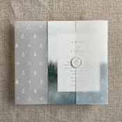 "White snow flake and forest vellum wrap for 5x7 card | pack of 10" - Invitation Jackets and Overlays in white by Ivory Invitations