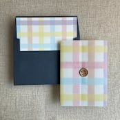 "Marshmallow checkers printed vellum wrap for 5x7 card | pack of 10" - Invitation Jackets and Overlays in multicolorassorted-colors by Ivory Invitations