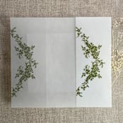"Moss print French floral crest vellum wrap for 5x7 card | pack of 10" - Invitation Jackets and Overlays in green by Ivory Invitations