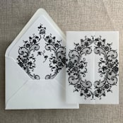 "Black La belle antique rose floral lace printed vellum wrap for 5x7 card  | pack of 10" - Invitation Jackets and Overlays in black by Ivory Invitations