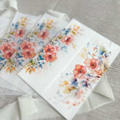 "Colorful florals poppy vellum jacket for invitations | Set of 10" - Invitation Jackets and Overlays in multicolorassorted-colors by Maria Ferrer G.