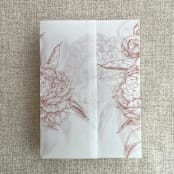 "Old rose etched grand peony floral printed vellum wrap for 5x7 card  | pack of 10" - Invitation Jackets and Overlays in pink by Ivory Invitations