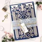 "Laser Cut Gatefold for 5x7 Invitation | Set of 10 | Envelopes Included" - Invitation Jackets and Overlays in brown by Self Stationery