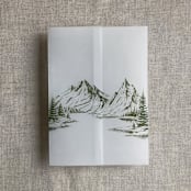 "Green mountain sketch printed vellum wrap for 5x7 card | pack of 10" - Invitation Jackets and Overlays in green by Ivory Invitations