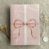 "Ginger ribbon bow printed vellum wrap for 5x7 card | pack of 10" - Invitation Jackets and Overlays in orange by Ivory Invitations