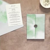 "Sage Green Watercolor Vellum Jacket for Wedding Invitations | A7 | Set of 10" - Invitation Jackets and Overlays in green by Cotton and Bow