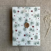 "Holly berries green pine leaves printed vellum wrap for 5x7 card | pack of 10" - Invitation Jackets and Overlays in green by Ivory Invitations
