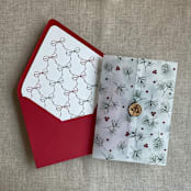 "Holly berries green pine leaves printed vellum wrap for 5x7 card | pack of 10" - Invitation Jackets and Overlays in green by Ivory Invitations