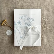 "Minimalist baby's breath flower steel blue color printed vellum wrap for 5x7 card  | pack of 10" - Invitation Jackets and Overlays in blue by Ivory Invitations