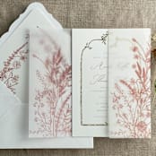 "Old rose English botanical garden floral printed vellum wrap for 5x7 card | pack of 10" - Invitation Jackets and Overlays in pink by Ivory Invitations