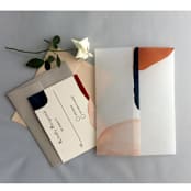 "Navy blush minimalist watercolor block printed vellum wrap for 5x7 card  | pack of 10" - Invitation Jackets and Overlays in multicolorassorted-colors by Ivory Invitations
