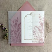"Mauve English botanical garden floral vellum wrap for 5x7 card | pack of 10" - Invitation Jackets and Overlays in pink by Ivory Invitations