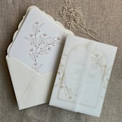 "Jessica minimalist gold vellum wraps for 5x7 card | pack of 10" - Invitation Jackets and Overlays in gold by Ivory Invitations