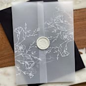 "White Floral Botanical Vellum Wrap | Set of 10" - Invitation Jackets and Overlays in white by Eva Friesen