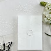 "White Floral Botanical Vellum Wrap | Set of 10" - Invitation Jackets and Overlays in white by Eva Friesen