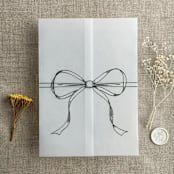 "Forest green ribbon bow printed vellum wrap for 5x7 card | pack of 10" - Invitation Jackets and Overlays in green by Ivory Invitations