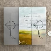 "Forest green ribbon bow printed vellum wrap for 5x7 card | pack of 10" - Invitation Jackets and Overlays in green by Ivory Invitations