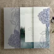 "Lavender Hydrangea floral printed vellum wrap for 5x7 card | pack of 10" - Invitation Jackets and Overlays in purple by Ivory Invitations