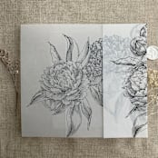 "Black etched grand peony floral printed vellum wrap for 5x7 card  | pack of 10" - Invitation Jackets and Overlays in black by Ivory Invitations