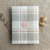 "Plaid lovers blush gray madaras printed vellum wrap for 5x7 card  | pack of 10" - Invitation Jackets and Overlays in multicolor by Ivory Invitations