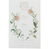 "Vellum Jacket with a Wreath of Floral, Set of 10" - Invitation Jackets and Overlays in green by Self Stationery