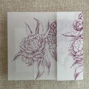 "Mulberry etched grand peony floral printed vellum wrap for 5x7 card  | pack of 10" - Invitation Jackets and Overlays in purple by Ivory Invitations