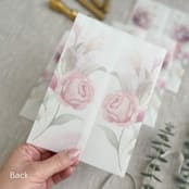 "Pink roses vellum wrap for invitations | Set of 10" - Invitation Jackets and Overlays in multicolor by Maria Ferrer G.