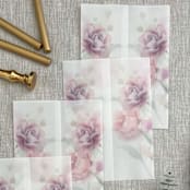 "Pink roses vellum wrap for invitations | Set of 10" - Invitation Jackets and Overlays in multicolor by Maria Ferrer G.