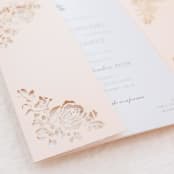"NEW!!! Personalized Names Gatefold with Intricate Laser Cut Roses for 5x7 Card | Set of 10 | Envelopes Included" - Invitation Jackets and Overlays in multicolor by Self Stationery