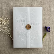 "White ink print Little wildflowers cluster printed vellum wrap for 5x7 card  | pack of 10" - Invitation Jackets and Overlays in white by Ivory Invitations