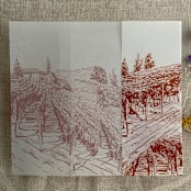 "Rust vineyard landscape sketch printed vellum wrap for 5x7 card | pack of 10" - Invitation Jackets and Overlays in copper by Ivory Invitations