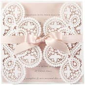 "Custom Intricate Lace Laser Cut  Elegant Cover | Set of 10 | Envelopes Included" - Invitation Jackets and Overlays in white by Self Stationery