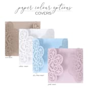 "Custom Intricate Lace Laser Cut  Elegant Cover | Set of 10 | Envelopes Included" - Invitation Jackets and Overlays in white by Self Stationery