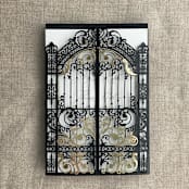 "Black Castle Gate Lasercut Jacket for 5x7 inch Invitation | Pack of 10 | Envelopes Included" - Invitation Jackets and Overlays in black by Ivory Invitations