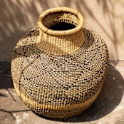"Flower Pot Black Pattern Basket" - Decorative Storage in natural by AKETEKETE