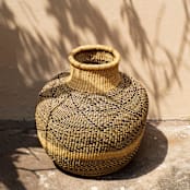 "Flower Pot Black Pattern Basket" - Decorative Storage in natural by AKETEKETE