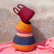 "Bolo Colour Block Baskets (Pink/Yellow/Orange)" - Decorative Storage in multicolor by AKETEKETE